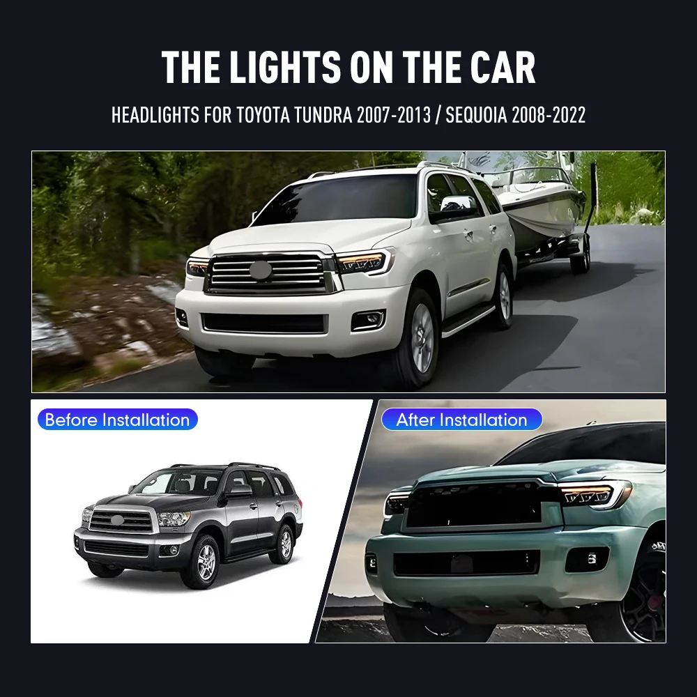 Car Accessories Light - Faro Anteriore per Toyota Sequoia 2008-2022